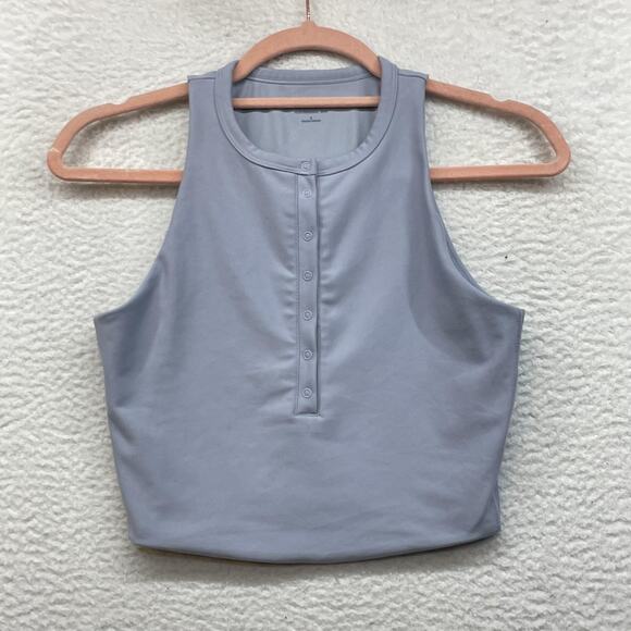YPB Tops - YPB Tank Top Womens Small Gray Cropped Henley Athletic Your Personal Best Gym